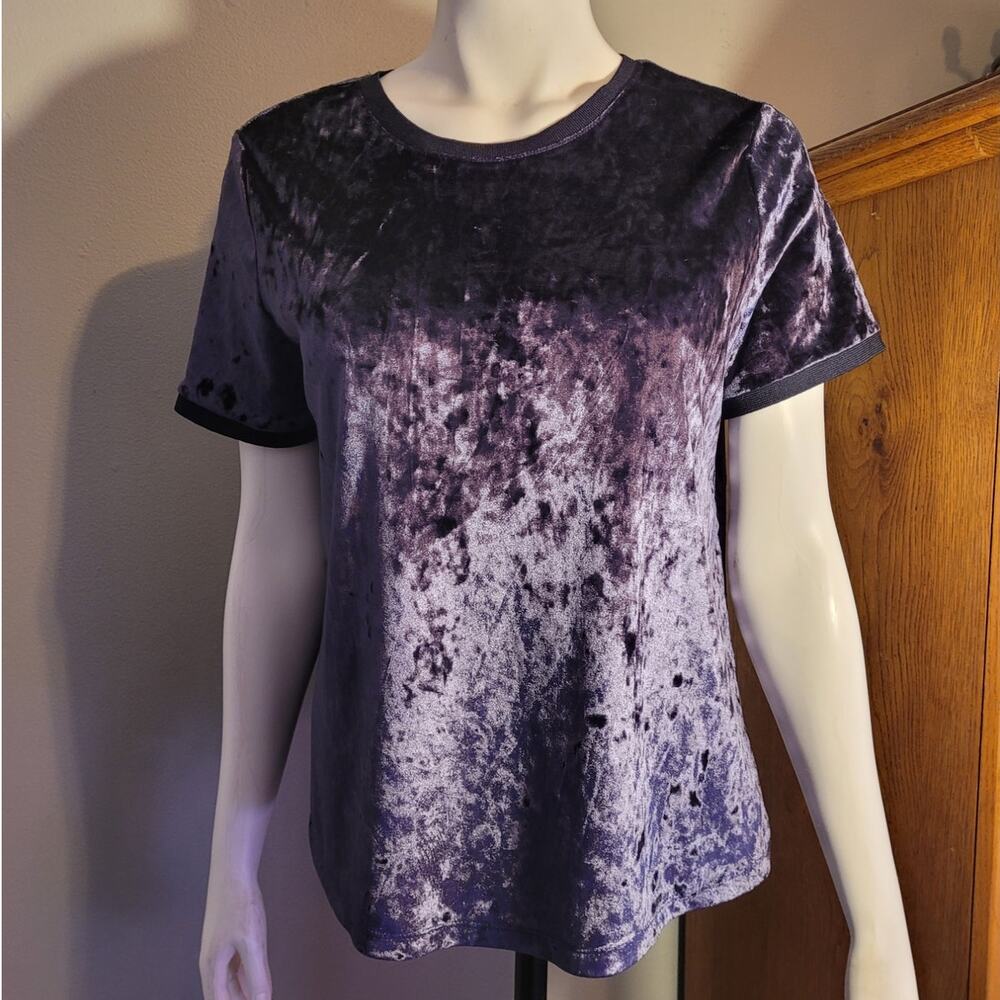 Crushed Velvet Top Purple Blue Y2K Grunge Whimsygoth Soft Stretch Tee Medium